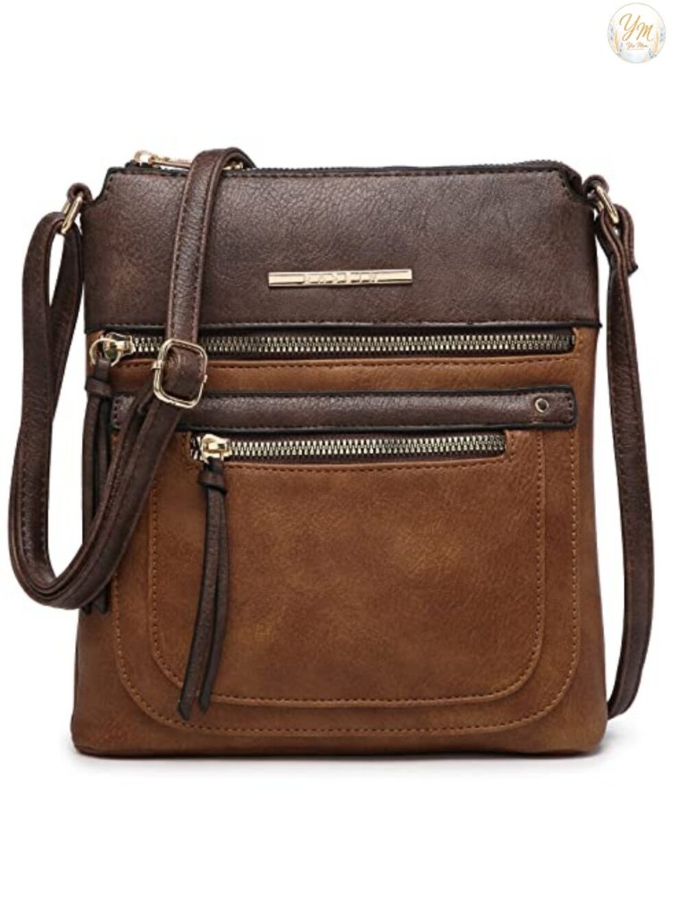 Vegan Leather Crossbody Purse Multi Zipper Pockets Shoulder Bag